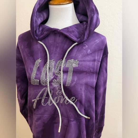 Purple Tie-Dye Hoodie with Rhinestone Design - Picture 2 of 2
